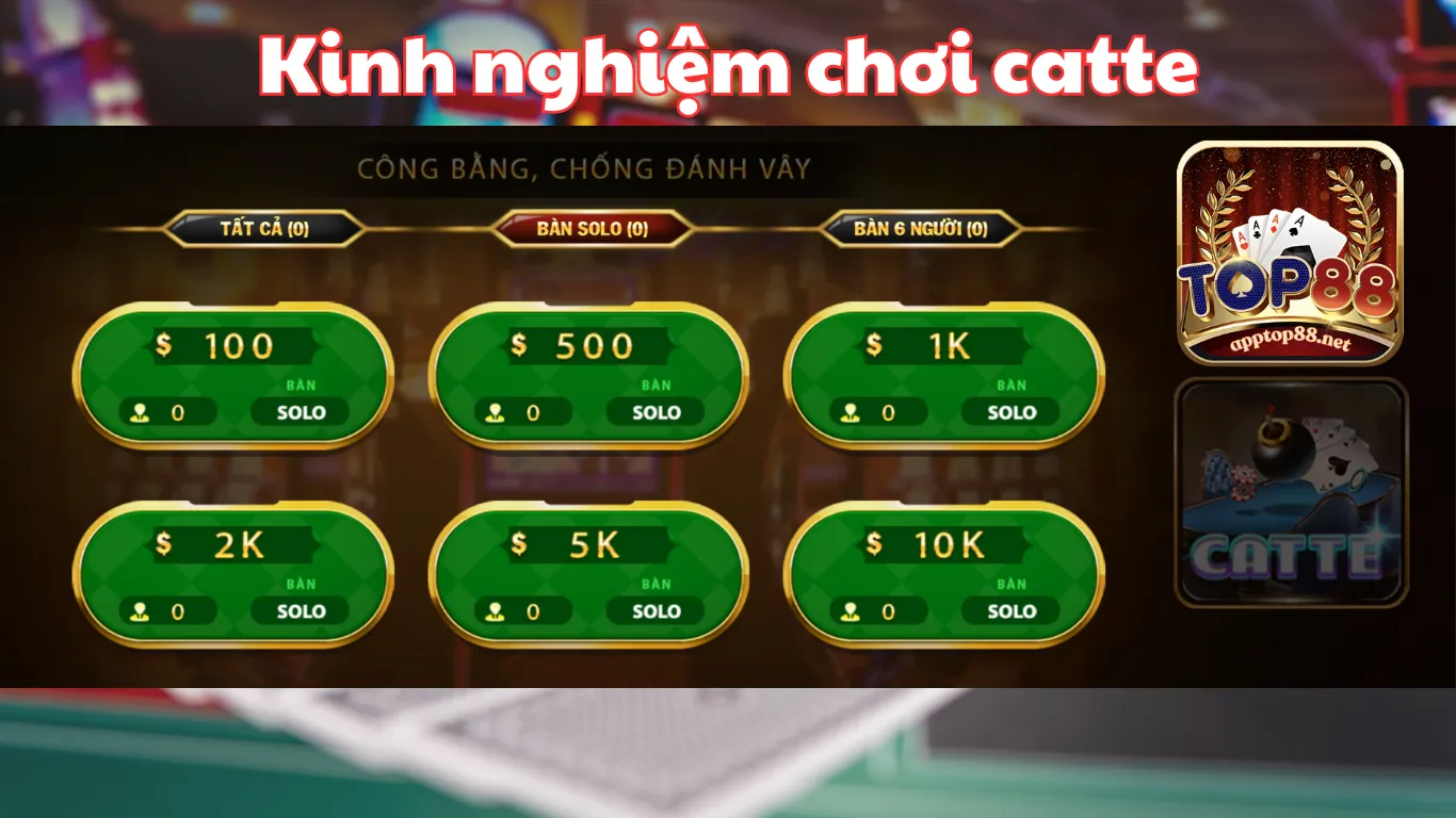 Bật mí kinh nghiệm chơi game bài catte Top88 Bật mí kinh nghiệm chơi game bài catte Top88