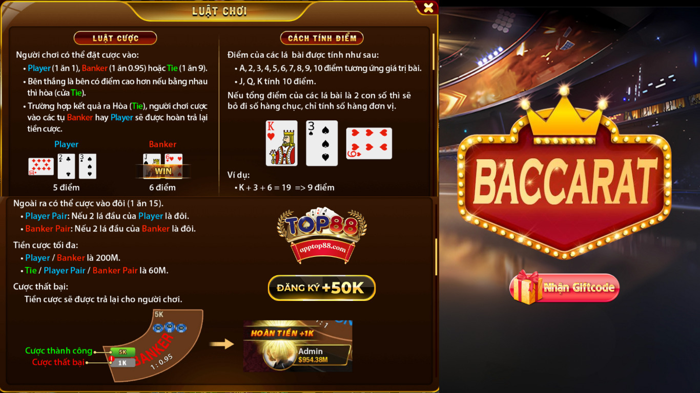 Luật chơi Baccarat trực tuyến top88 Luật chơi Baccarat trực tuyến top88